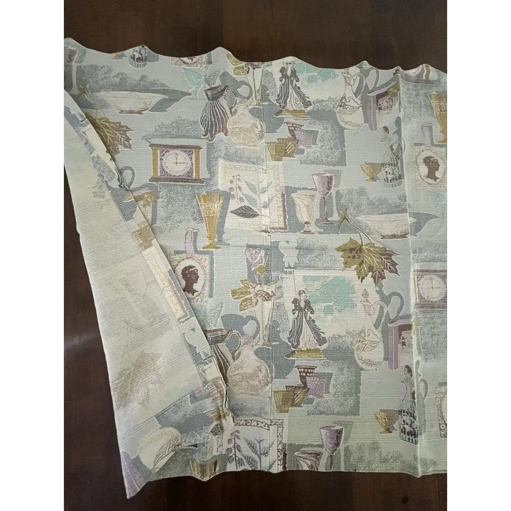 Vtg 1950's Barkcloth Fabric Butterfly Cameo PURPLE 6 Pieces & 3 Ties Faded *READ